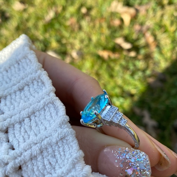 NEW 925 Sterling Silver Blue Stone Ring - Picture 5 of 13